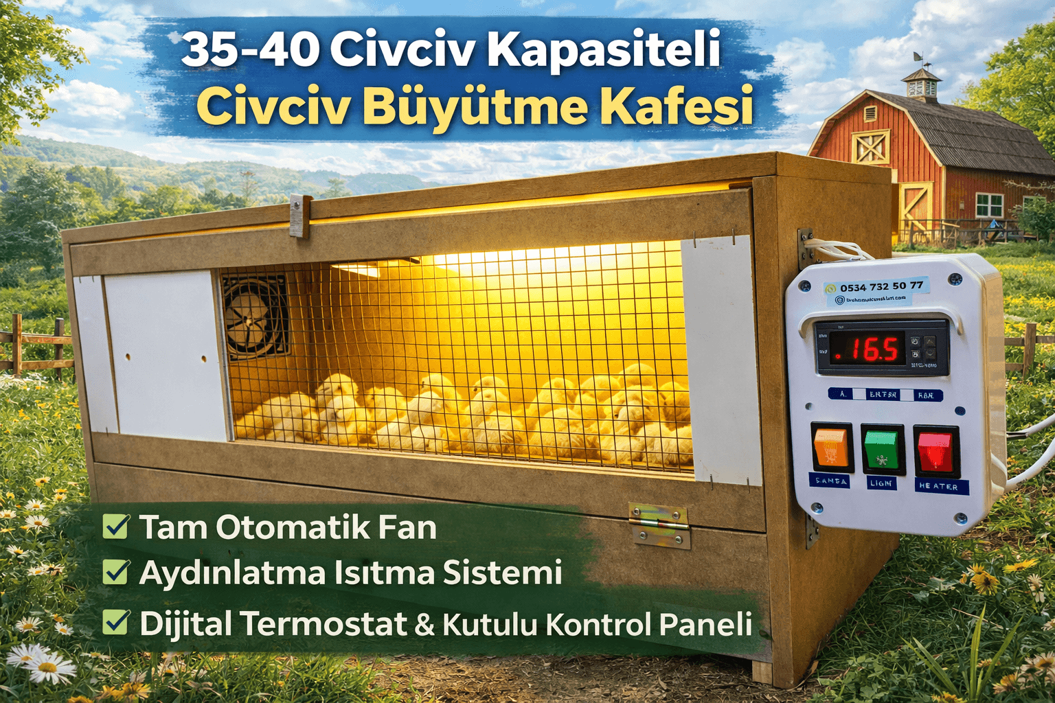 Civciv Büyütme Kafesi MDF Model Tam Otomatik