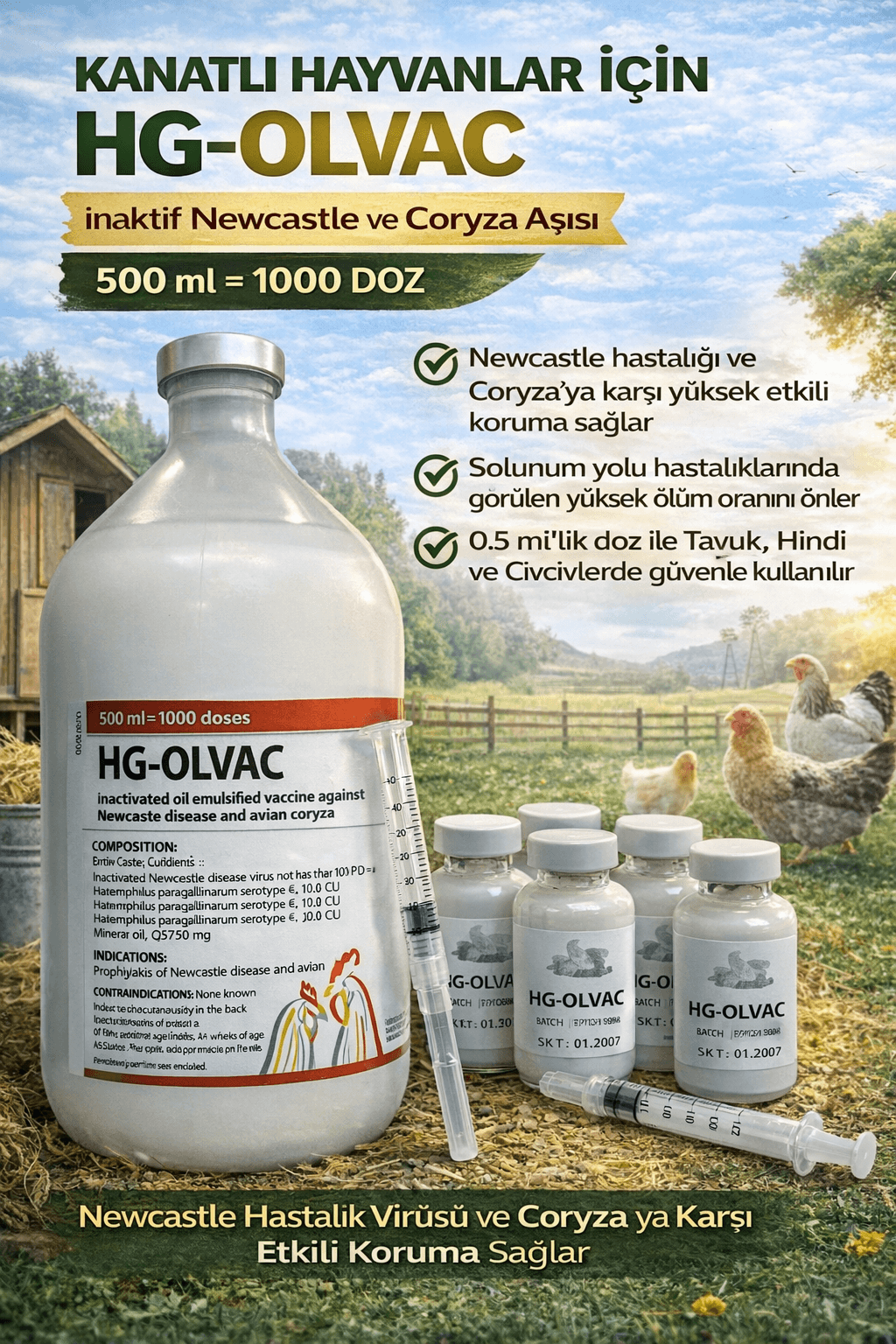 OLVAC A+B+HG 4'lü Karma Aşı | Kanatlı Aşısı