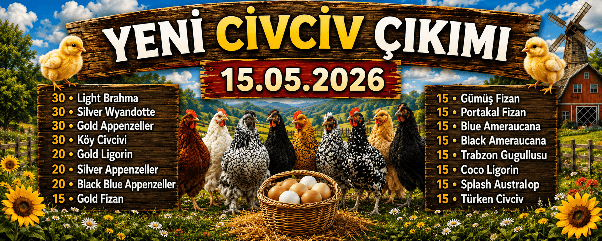 Yeni Civciv Çıkımı 15.05.2026 - Brahma,Silver Wyandotte,Appenzeller