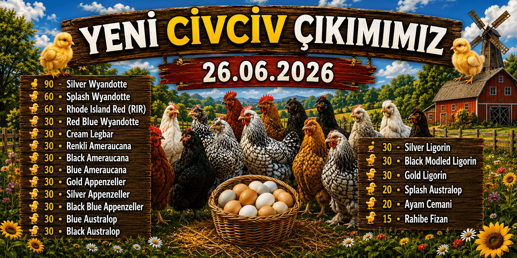 Yeni Civciv Çıkımı 26.06.2026 - Wyandotte , Appenzeller Çeşitleri