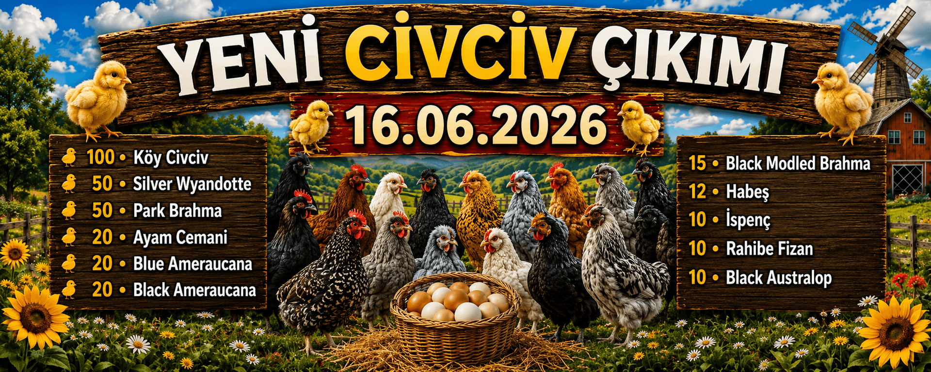 Yeni Civciv Çıkımı 16.06.2026 - Park Brahma,Silver Wyandotte